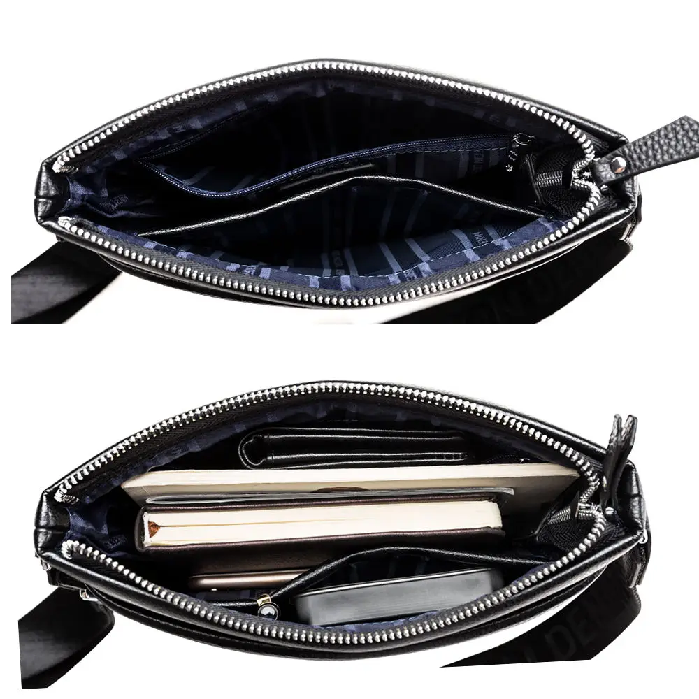  BISON DENIM Genuine Leather Men Bag Casual Business Crossbody Bag iPad Mens Messenger Bag Classic B - 32919596329