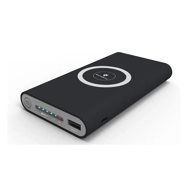 GOLDFOX 10000 мАч Qi Беспроводное зарядное устройство USB power Bank Беспроводная зарядная площадка для iPhone samsung S8 power Bank Беспроводное зарядное устройство - Цвет: Черный