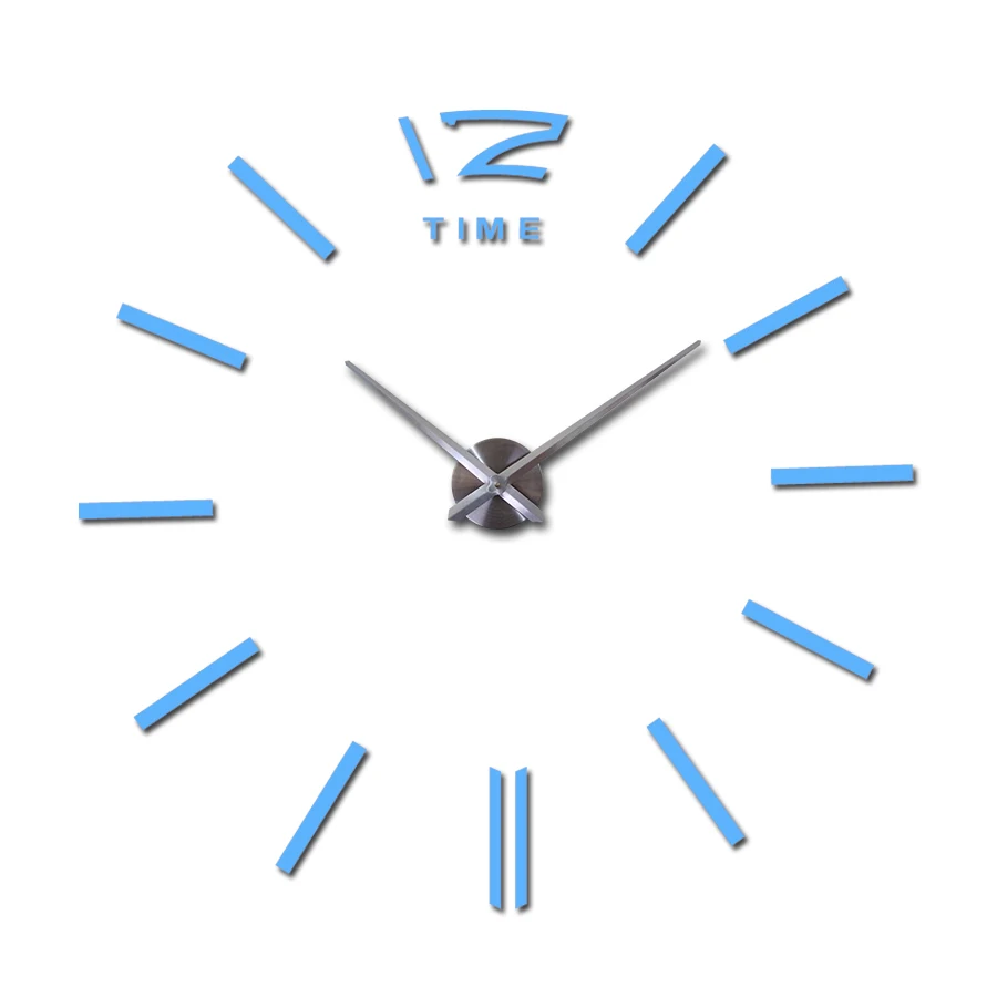 Diy 3d акриловое зеркало большое украшение для дома часы настенные часы Horloge кварцевые часы для гостиной круглые часы - Цвет: Небесно-голубой