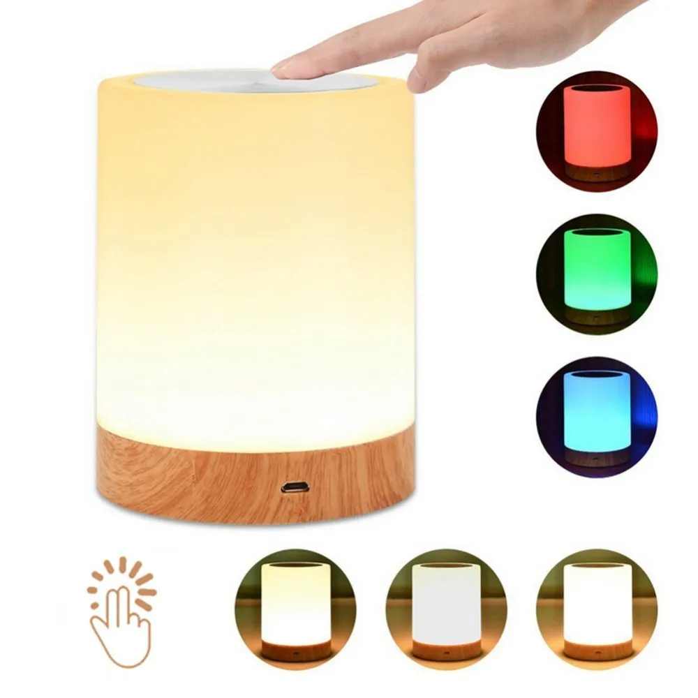 6 цветов светло-регулируемый светодиодный Красочные зерна Rechargeble Маленькая ночная тумбочка кормящих лампа Дыхание Light Touch