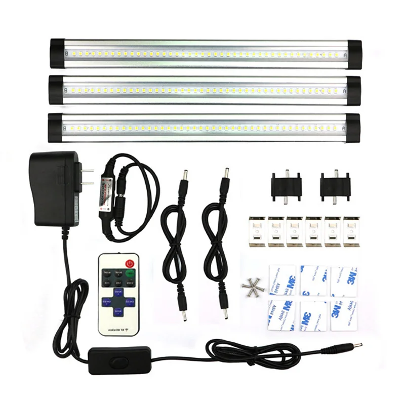 

3pcs/set SMD3528 LED Under Cabinet Light Kit with Remote Control LED Hard Rigid Bar DC12V Output Led tube Cupboard Kitchen Light
