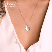 E-Manco Трендовое массивное ожерелье с круглой луной 925 пробы Серебряное ожерелье с подвеской s для женщин Очаровательное ожерелье с цепочкой хорошее ювелирное изделие