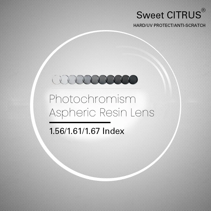 Сладкие цитрусовые 1,56 1,61 1,67 фотохромные Асферические очки по рецепту линзы CR-39 Смола близорукость дальнозоркость солнцезащитные очки Lentes
