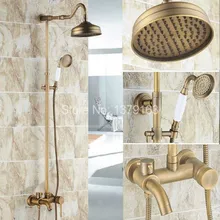 Brass Antique Retro Bathroom Rainfall Bathtub Shower Mixer Tap Faucet Single Handle Wall Mounted ars224