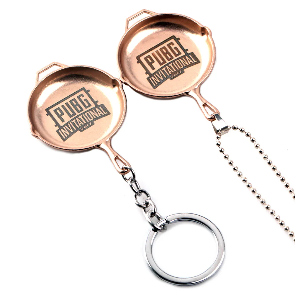 

1 Piece 2017 Game Playerunknown's Battlegrounds PUBG Pan Shaped Pendant Metal Cosplay Necklace Keychain Accessories Gift