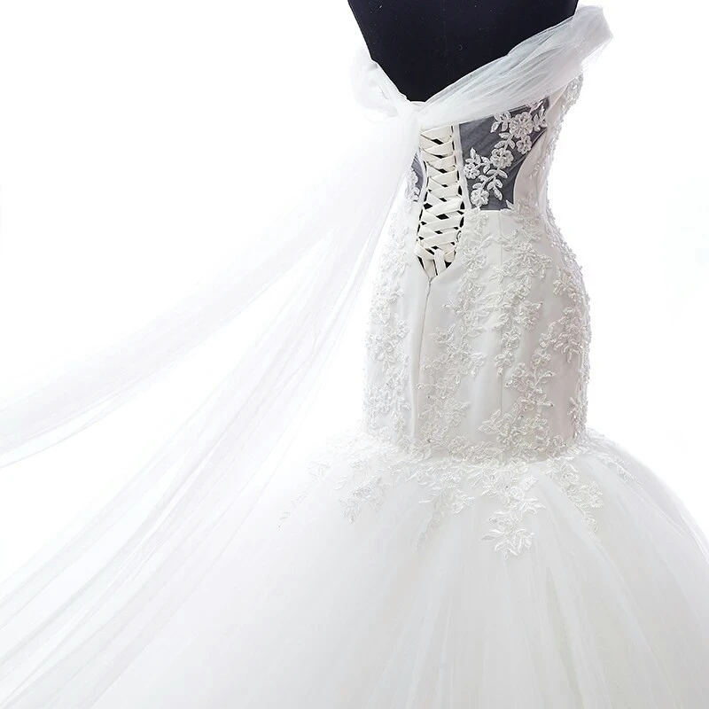 Fansmile индивидуальные размера плюс Свадебные платья Vestido de Noiva с открытой спиной Русалка Свадебные платья настоящая фотография FSM-122M