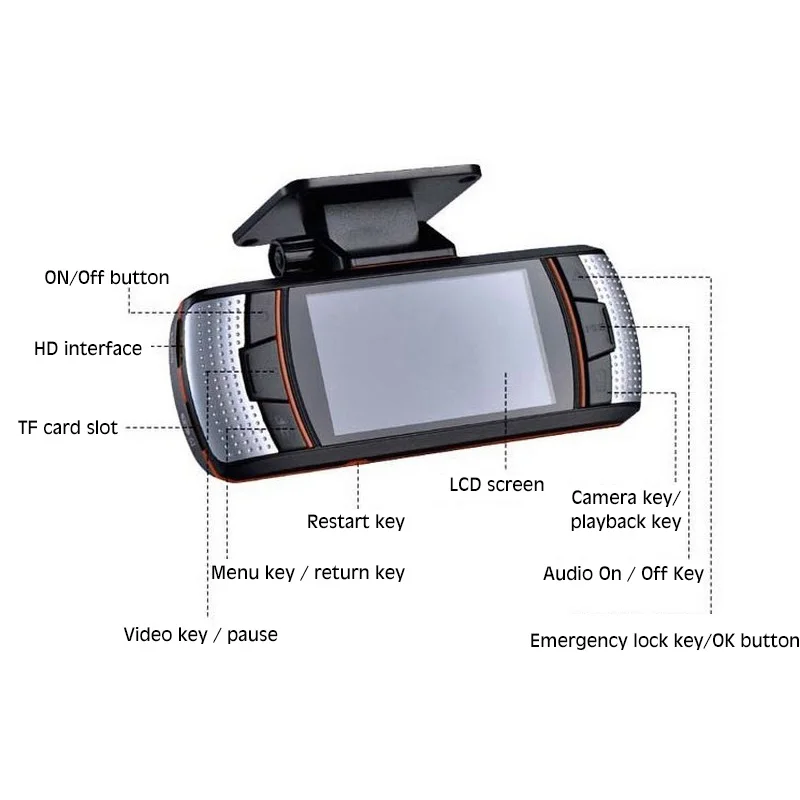 HD 2.7 Inch Car Driving Recorder Cam DVR Camera 170 Degree Angle Car Video Recorder G Sensor  Night Vision With Dual Camera Lens (6)