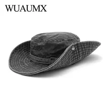 Wuaumx Летняя мужская шляпа-Панама Женские Дышащие солнцезащитные шляпы с широкими полями Рыбацкая шляпа складная солнцезащитная Кепка для рыбалки и пеших прогулок