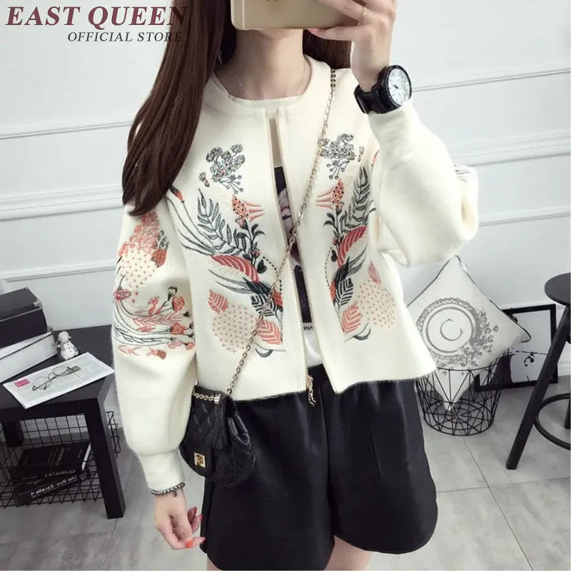 

2018 New Autumn vintage embroidered jacket women long sleeve pink bomber jacket embroidery short paragraph KK050 Q