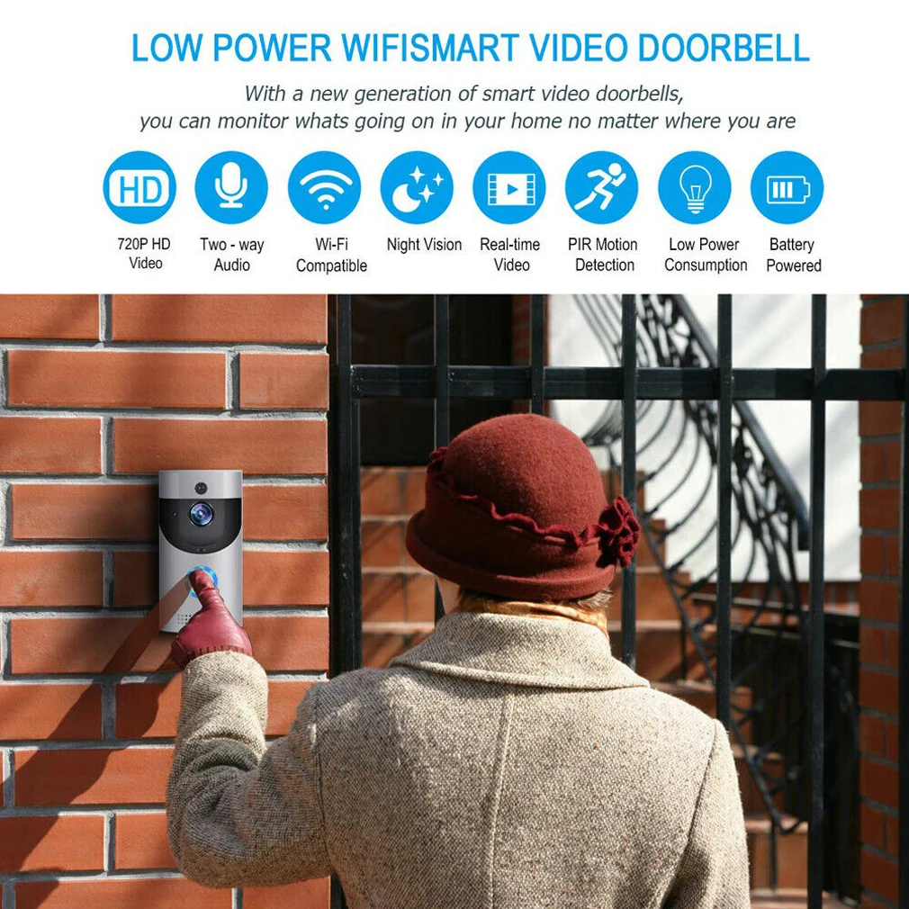 Беспроводной умный WiFi дверной звонок ИК ночного видения камера видеодомофона запись домашней безопасности звонок WiFi видео дверной звонок