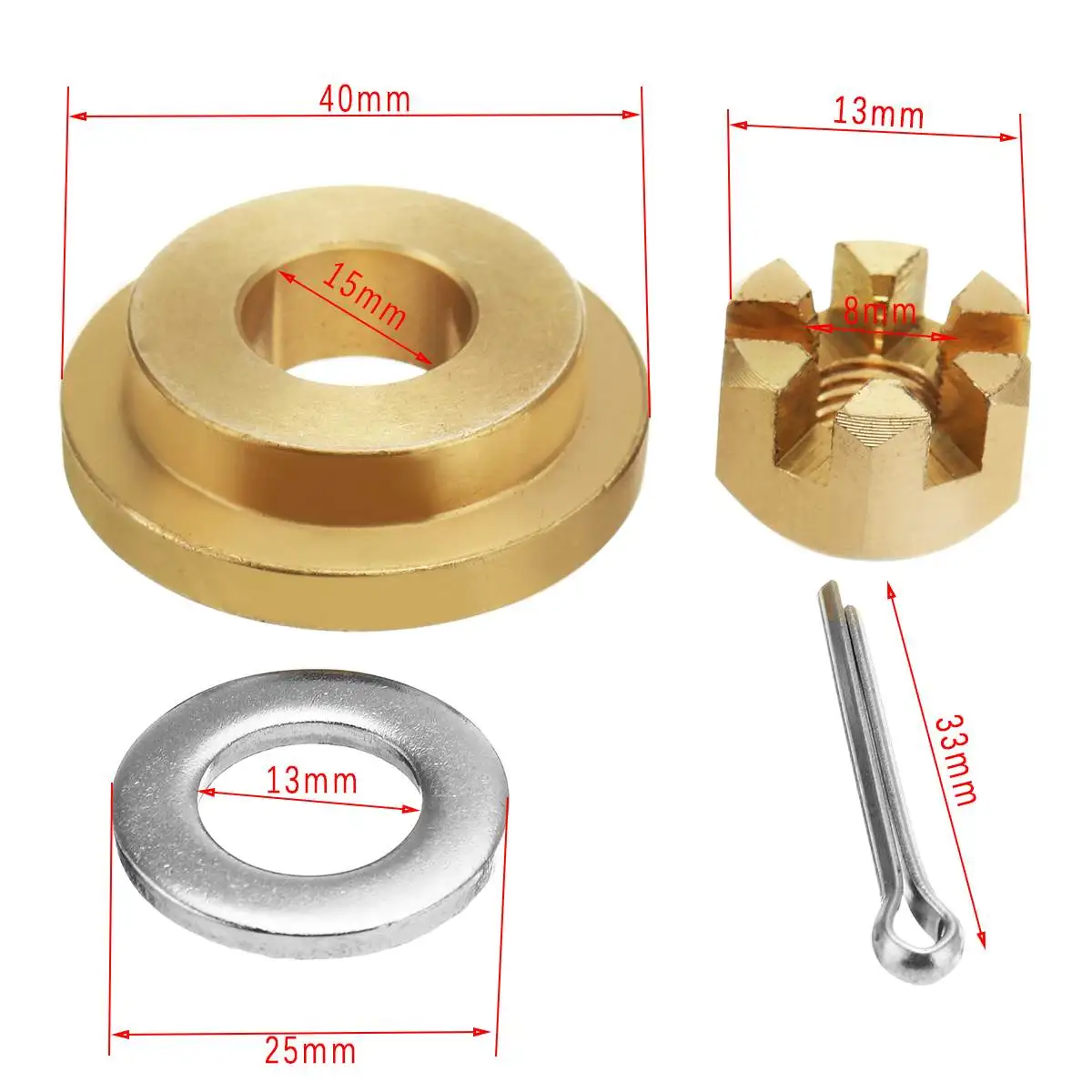 4 шт Морской Пропеллер аппаратные комплекты шайба распорная гайка шплинт для Yamaha 9,9-15HP латунь детали лодки и аксессуары