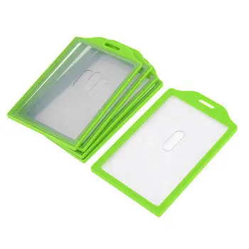 

5pcs 91mm x 59mm Grass Green Clear Rectangle Vertical Office Slide Card Holder