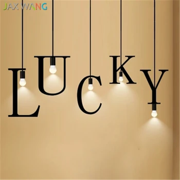 

JW_Pendant Lights Nordic Creative Modern Letter Lamps for Living Room Bar Individuality Art Iron Single LED Lights Restaurant