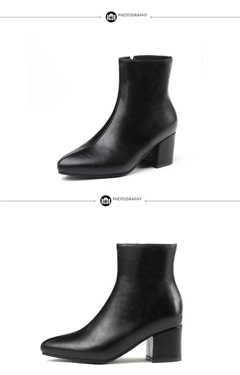 RQFF Brand Winter Boots Women With Box Big size 34-43 Shoes Woman 6CM Heel Ankle Boot Female Footwear Gold Leather Ladies Shoe (16)