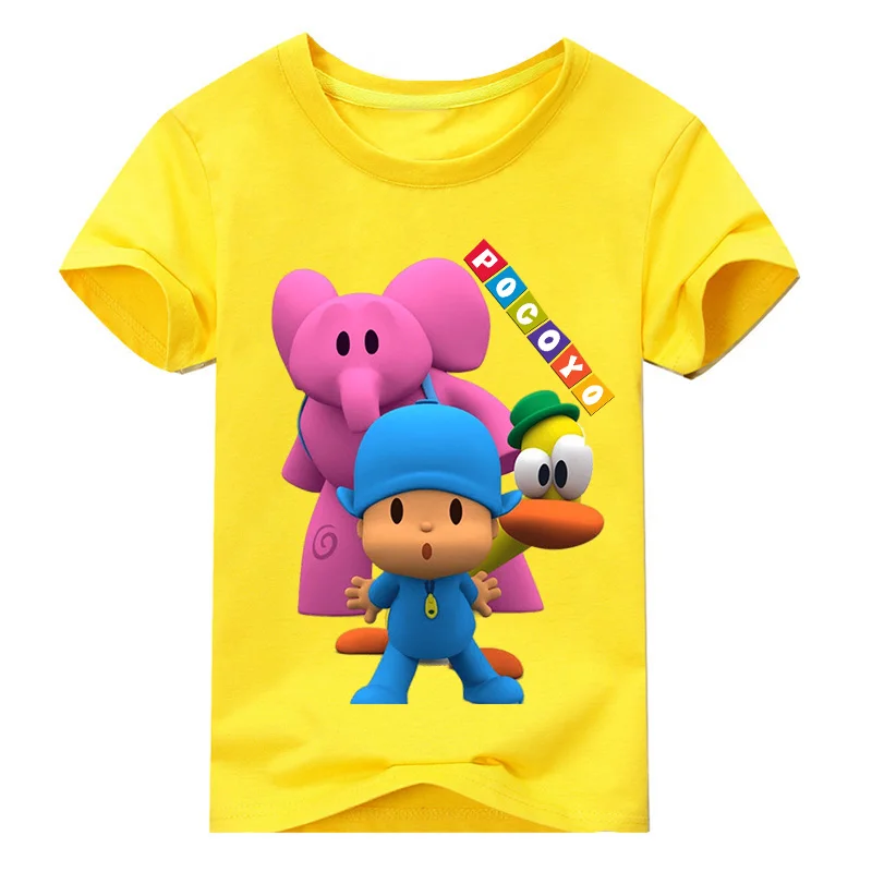 Новая футболка с 3D забавным рисунком Pocoyo для мальчиков футболка с короткими рукавами для девочек, топы для От 1 до 11 лет, детская одежда детская футболка DX052