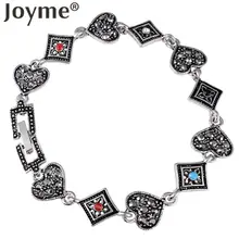 Joyme Свадебные африканские браслеты Изысканный черный горный хрусталь из тибетского серебряного сплава ювелирные изделия любовник билеклик пульсерас Hombre