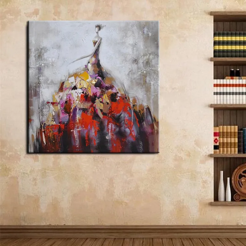 

Knife Colorful Pretty Woman Pictures Large Beautiful Girl Wall Painting Handpainted Abstract Oil Paintings on Canvas Home Decor