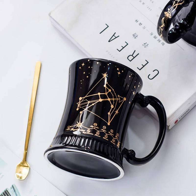 Roman Column 12 Constellation Cup with Spoon Delicate Gift Box Ceramic Couple Water Cup Coffee Cup Ins Mark Cup