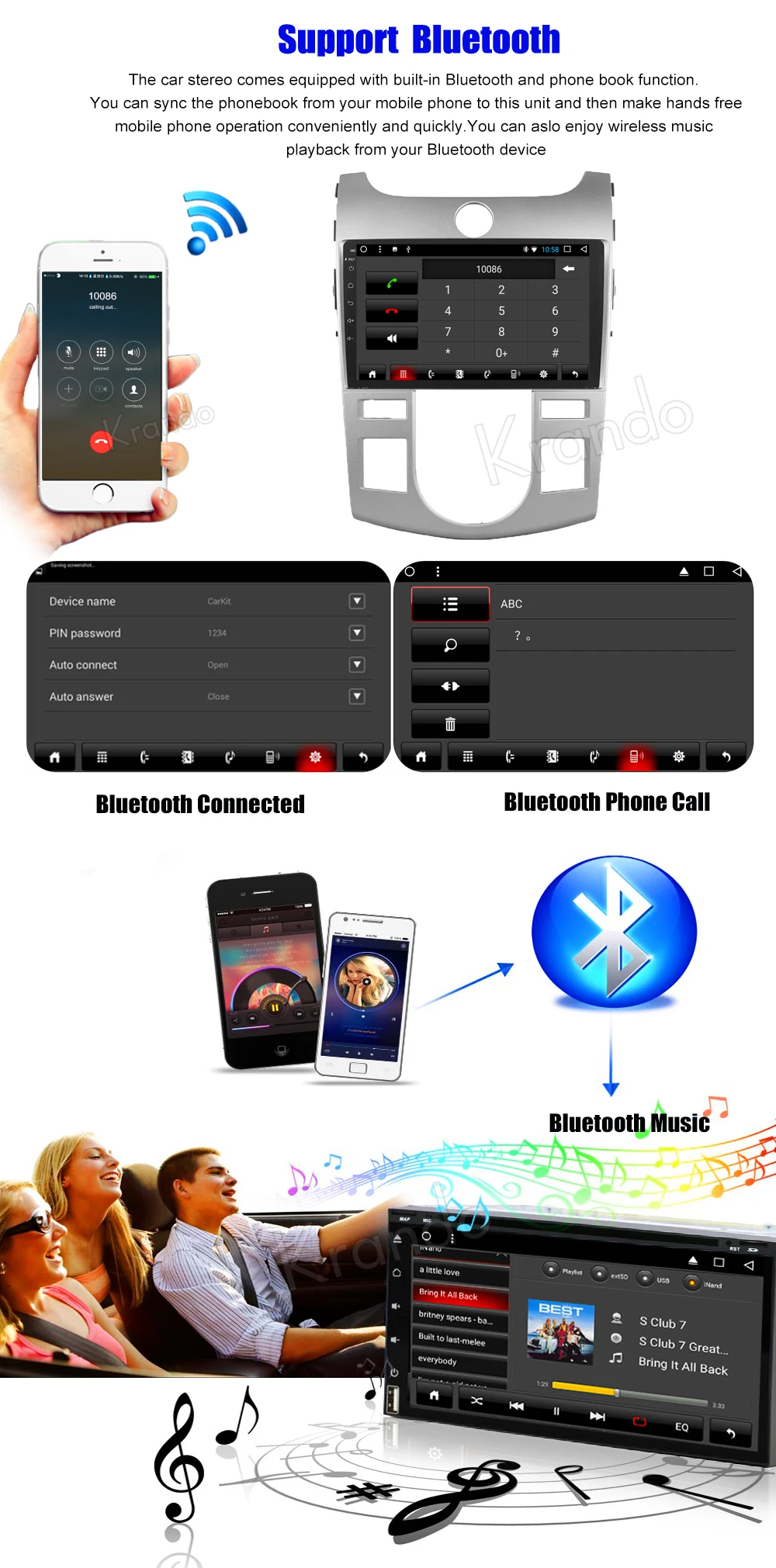 Krando Android car radio gps navigation multimedia system for KIA FORTE 2008 2009 2010 2012 2011