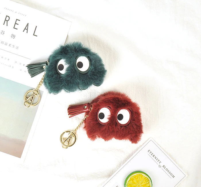 

Bemoreal Mini Wallet Women Faux Fur Big Eyes Coin Bag With Zipper Fashion Small Purse Female Tassel Sweet Key Wallets