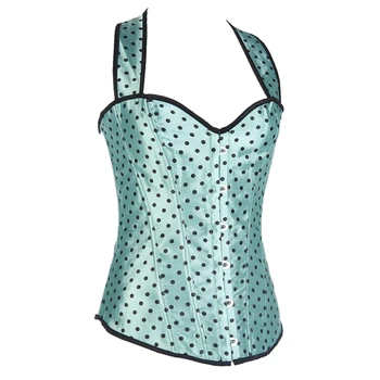 

Overbust Polka Dot Halter Corset Green Brown Pink S-XXL