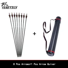 8pcs Archery 400 Spine Carbon Arrow  3 Inch Rubber Black / Red Feather Replaceable Arrowhead Hunting Outdoor Accessory