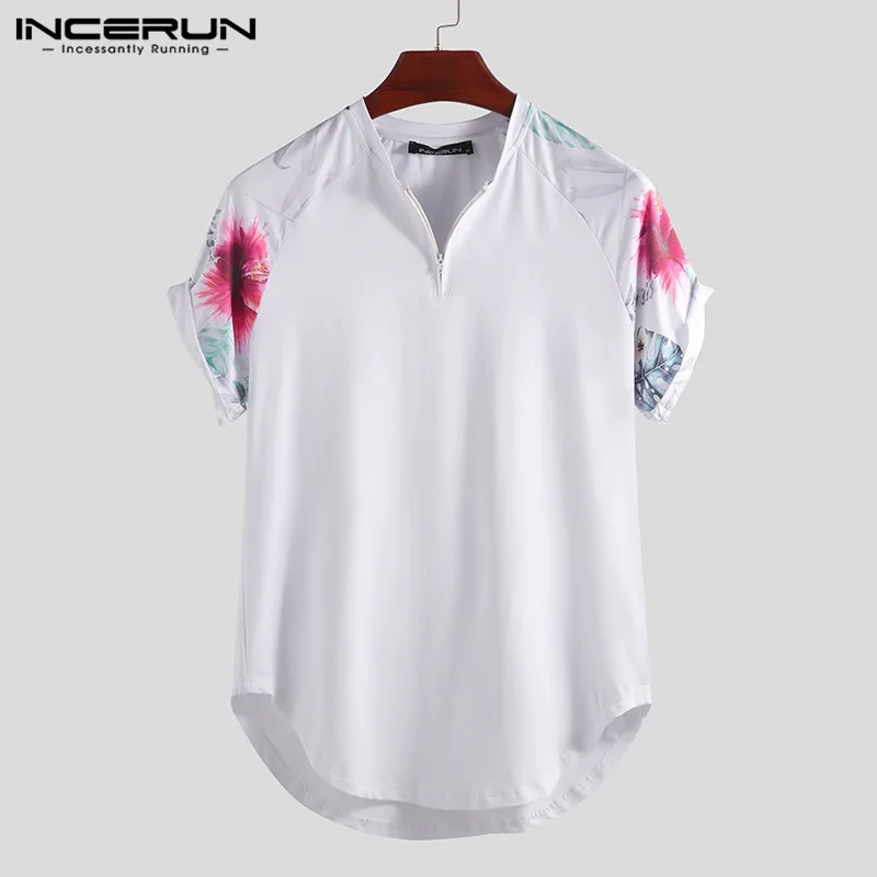 INCERUN Slim 2019 Мужская рубашка с воротником-стойкой, свбодная рубашка с коротким рукавом, дизайнерский пуловер, индивидуальный Повседневный