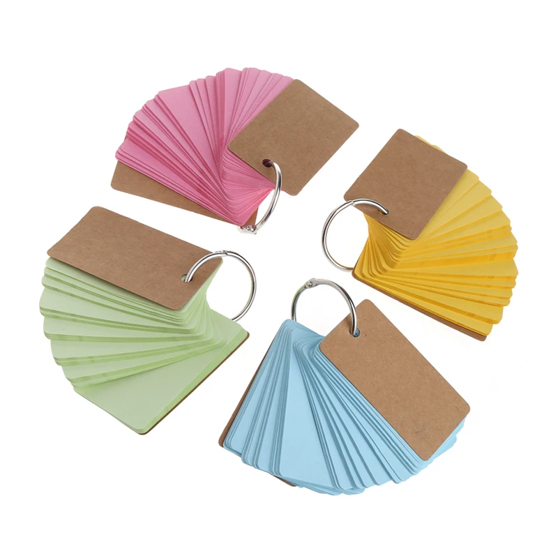 Kraft Paper Binder Ring Easy Flip Flash Cards Study Memo Pads DIY Stationery W15in Memo Pads
