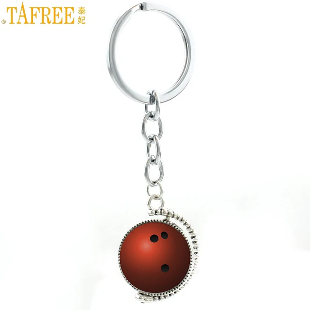 Special Offers TAFREE double sides bowling ball photo jewelry men women pendant key chain ring holder vintage casual sports keychain gift SP898