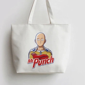 

One Punch Man Japanese Anime Canvas Tote bags Cartoon Shopping bag Shopper Grocery Bag GA767