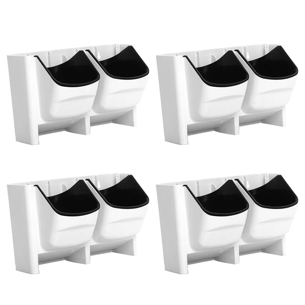 4x Indoor Outdoor Wall Hanging Planter Box 2 Pocket Plant Herb Pot Bed White