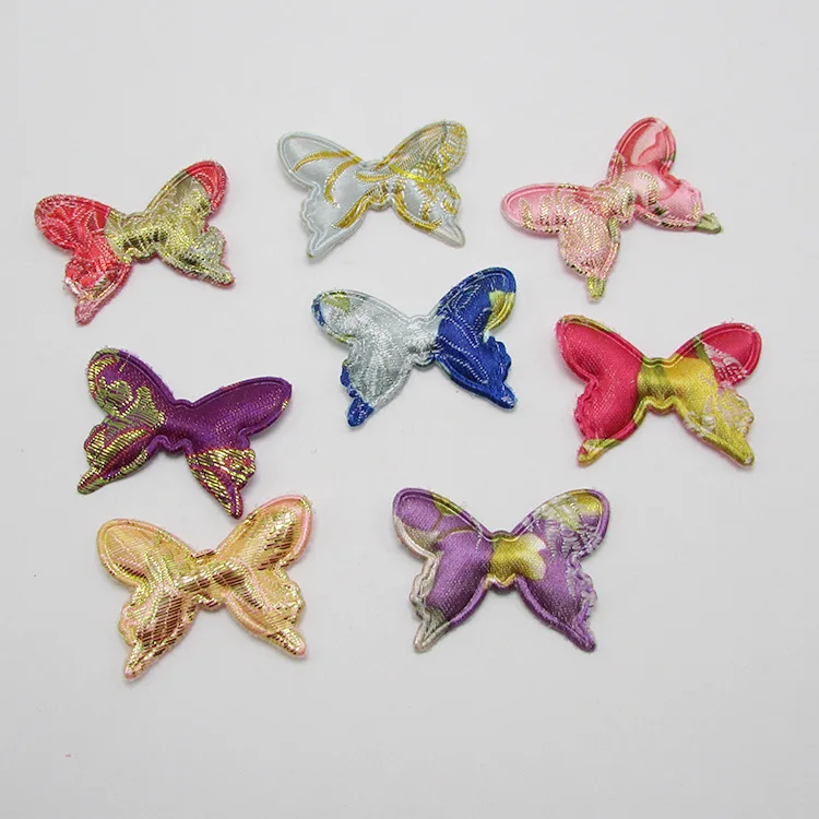 

Two size 40pcs/lot China Style Butterfly Children's hair Clip Accessories Embroidered Court DIY Handmade Padded Appliques