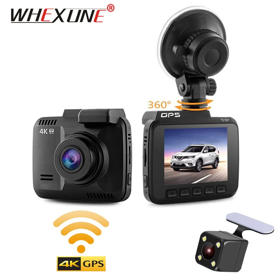 

WHEXUNE GS63H WiFi Car DVRs Recorder Dual Lens Dash Cam Vehicle Rear Camera Built in GPS Camcorder 4K 2160P Night Vision Dashcam