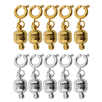 

5 Pieces Gold Color Magnetic Clasps + 5 Pieces Silver Color Magnetic Clasps For Necklace Bracelet Anklet DIY (10Pieces) - 7mm