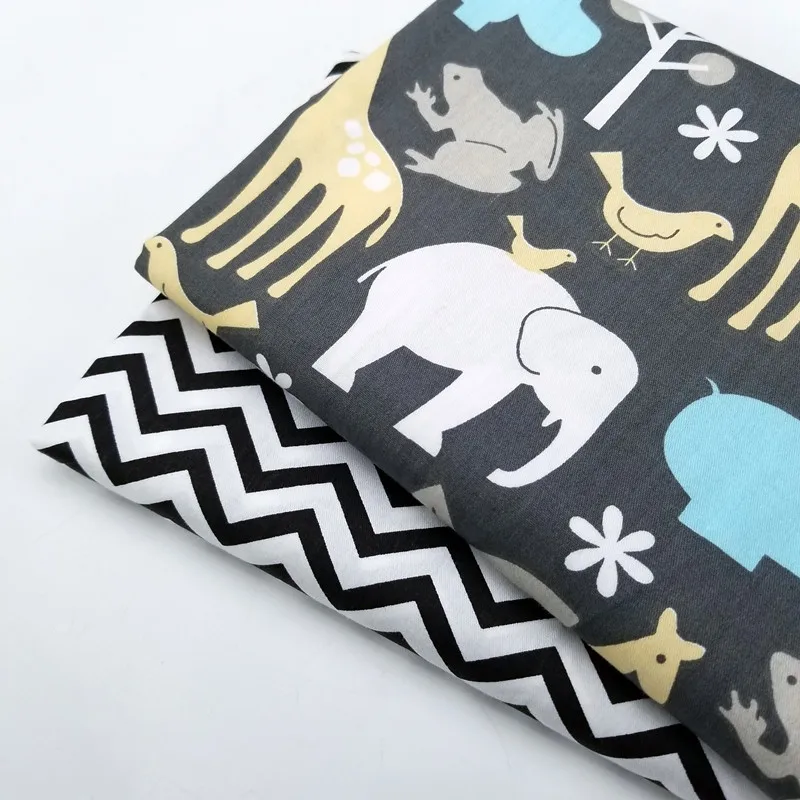 Темный цвет серии хлопок саржа ткань животных/полосой печати «сделай сам» Лоскутная работа ткань для рукоделия материал ручной работы хлопчатобумажная ткань