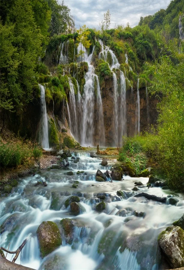 

Laeacco Spring Wild Waterfall Stream Forest Scenic Photography Backgrounds Custom Camera Photographic Backdrops For Photo Studio