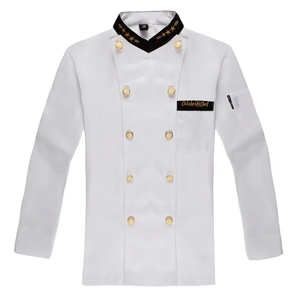 

Fashionable Unisex Double-breasted Chef's Uniform, Long sleeve Chef Jackets Chef Kitchen Work Wear Chef service Gilt buttons