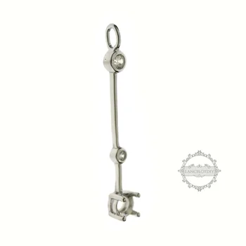 

32MM Long 4MM Round Prong Bezel Settings for CZ Stone Solid 925 Sterling Silver DIY Pendant Charm Tray 1431032