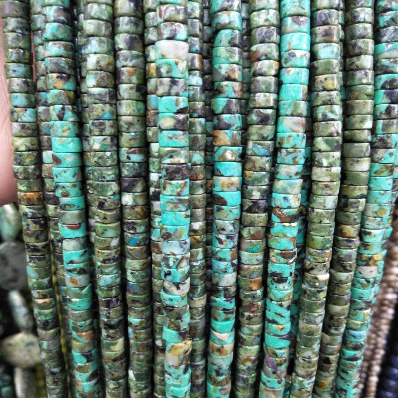 Натуральная африканская бирюза каменные бусины-разделители 2x4 мм 3x5 мм 3x6 мм выберите размер для ожерелья Браслет Ювелирные изделия драгоценный камень свободные бусины
