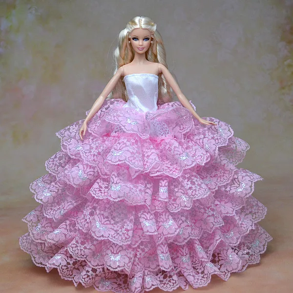 New Fashion In Stock 6 layer Pink ball gown Wedding Evening Party