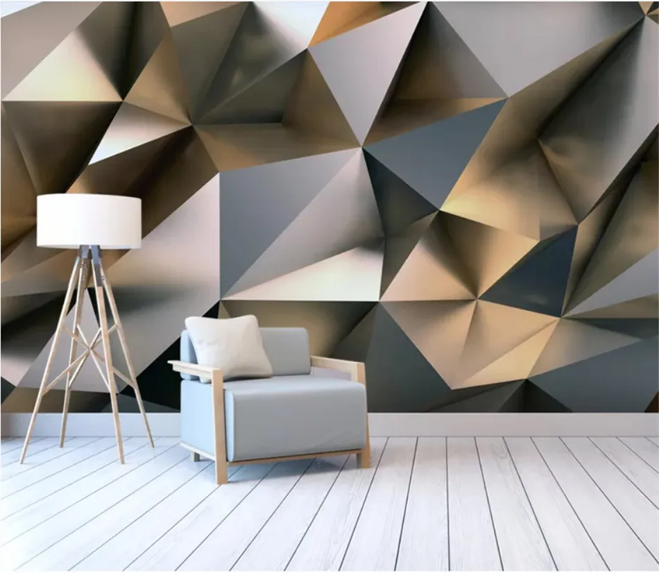 Современные обои абстрактный Золотой Серебряный Геометрическая фреска обои для гостиной спальни офисные стены 3D обои для стен