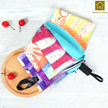 

Hand Painted Cat Sun Protection Umbrella Sunscreen Colorful Folding Cute High Quality Umbrella Regenschirm Umbrellas WKW048