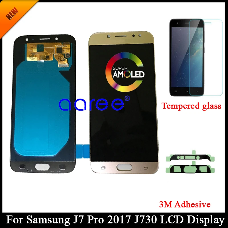 ЖК дисплей AMOLED для Samsung J7 Pro 2017 J730 J730F сенсорный дигитайзер в сборе + клей|Экраны