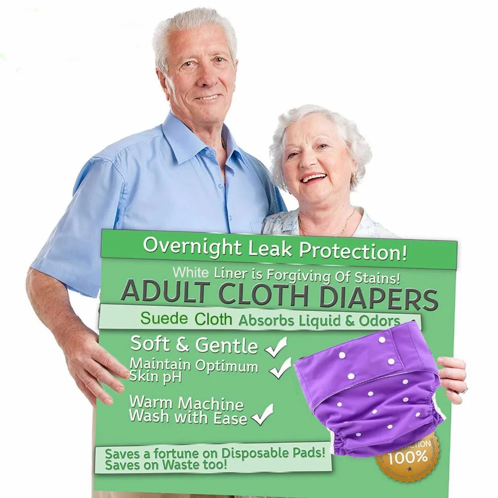

OhBabyKa Adult Diaper Reusable Cloth Diaper for Incontinence Unisex Adjustable Reusable Pocket Diaper Nappies One Size Fit All