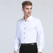 Черные и белые мужские рубашки в латинском стиле мужские ча-ча Самба Танцы футболка для взрослых латинские Топы Румба Танго современное бальное Танцы рубашка