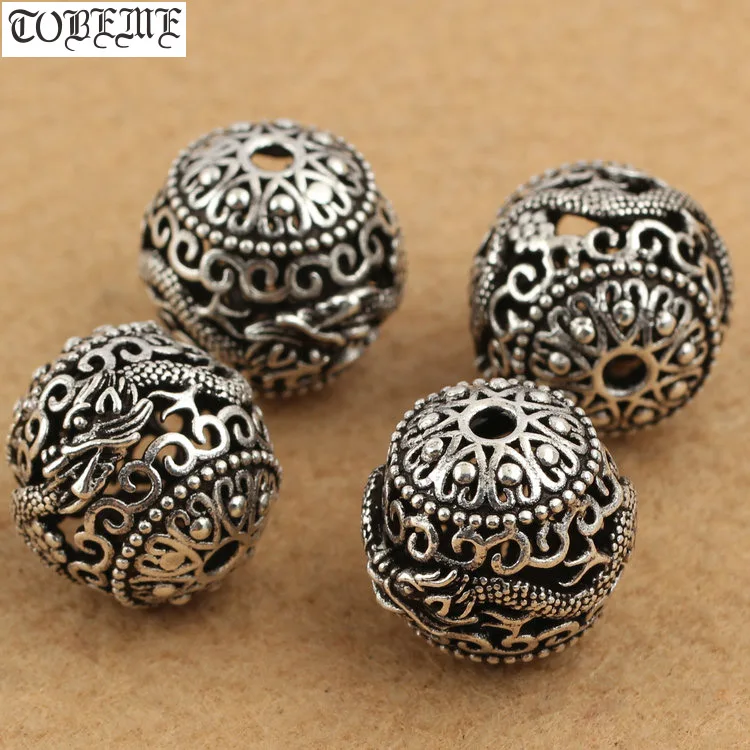 

925 Silver Jewelry Beads Real Sterling Silver Dragon Symbol Beads Pure Silver Jewelry Findings Dragon Power Bracelet Beads
