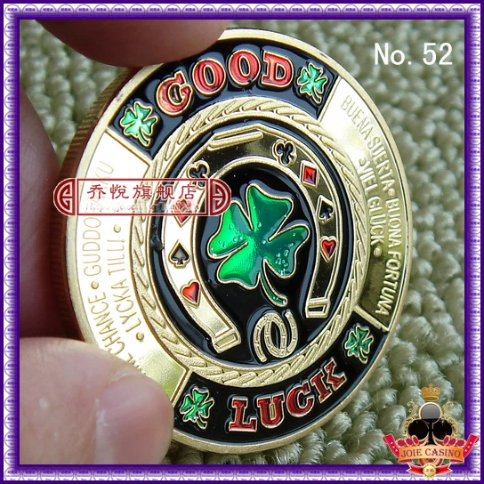 

Metal for Pressing Poker Cards Guard Protector No.52 "GOOD LUCK " Poker Chips Souvenir Coins