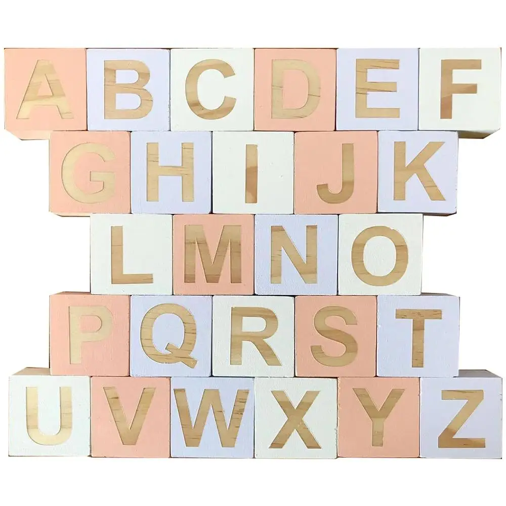 

1 Set Solid Wood Multicolor Baby Learning 26 English Letter Square Block Kids Infant Photography Props Children Room Decoration