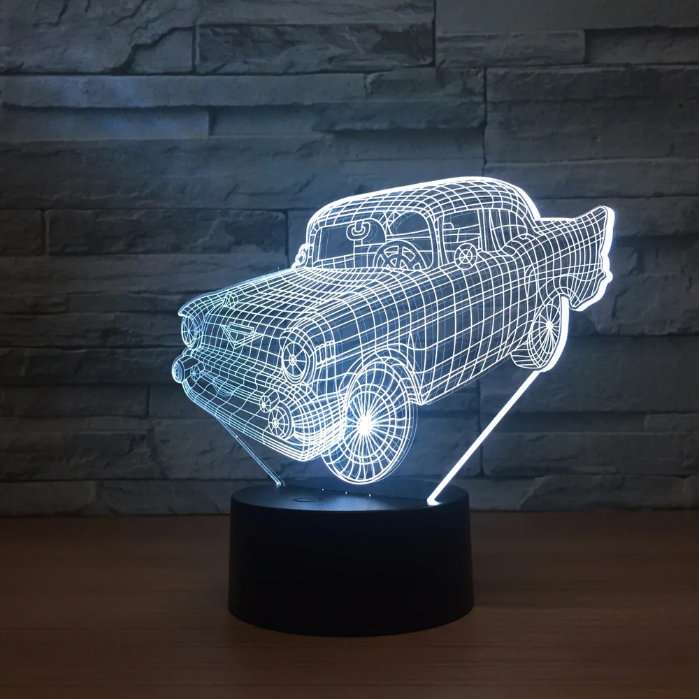 Красочный автомобильный 3d светильник для спальни прикроватный светодиодный