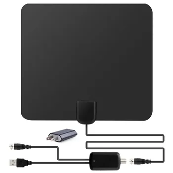 

SOONHUA Digital Indoor TV Antenna HD Flat Design 50 miles range High Gain HD USB Amplified TV Aerial Adapter US Plug Amplifier